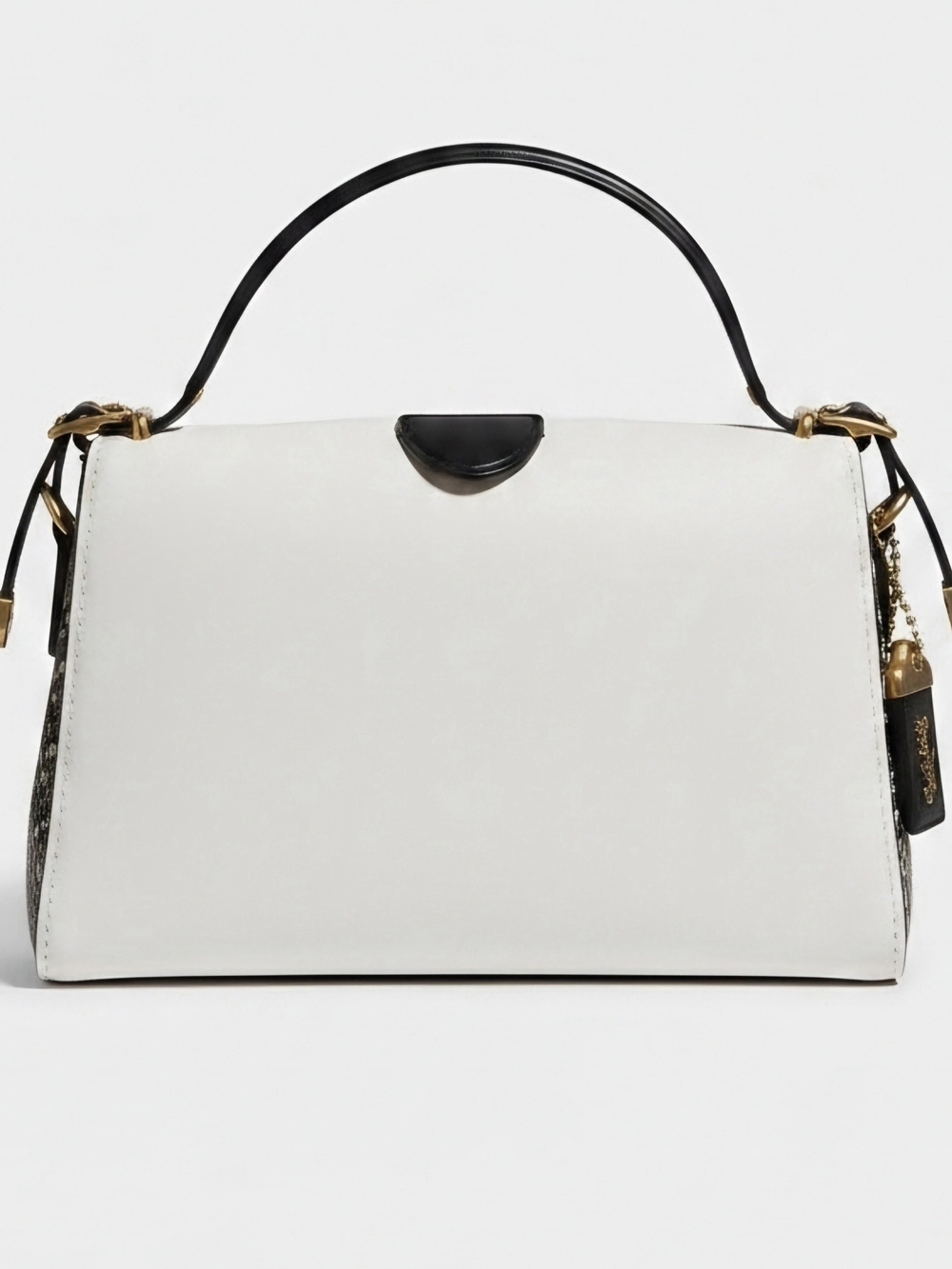 White and Black Top-Handle Women's Bag